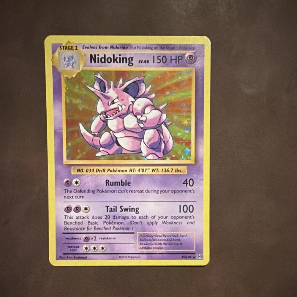Pokémon TCG Nidoking 45/108 Evolutions 2016 Reverse Holo Rare 150HP Ken Sugimori